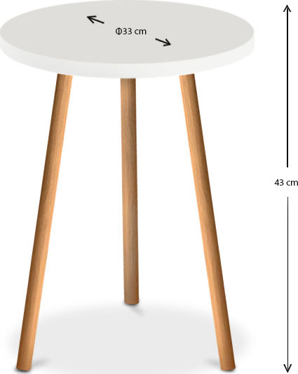 Masă Laterală Rotundă Roma Din Lemn Alb M33.5xL33.5xÎ46cm