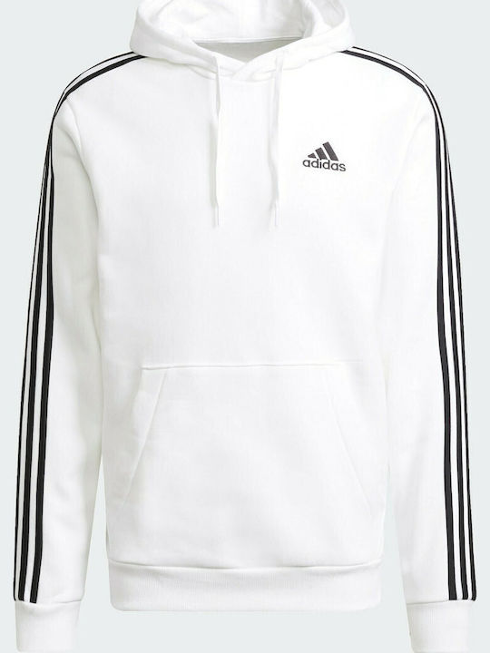 Essentials 3-Stripes Φούτερ με Κουκούλα Λευκό
