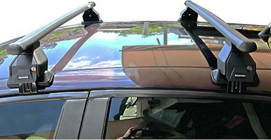 Menabo Car Roof Bars Metallic 112cm for Alfa Romeo Alfa 147 5D with Roof Rack Legs Black