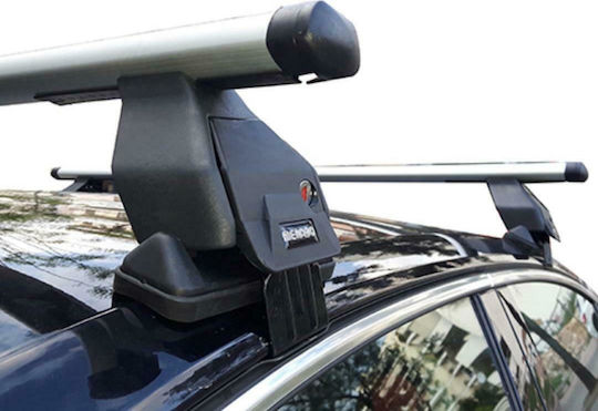 Menabo Car Roof Bars Aluminum 130cm for Audi Q2 5D Set with Roof Rack Legs Silver