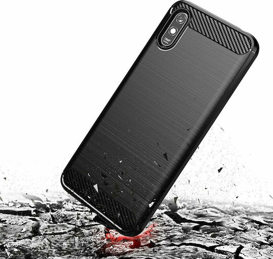 Hurtel Brushed Carbon Back Cover Σιλικόνης Μαύρο (Redmi 9A / 9AT)