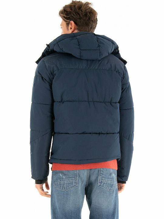 Jack & Jones Geacă pentru bărbați de iarnă Puffer Navy Blazer