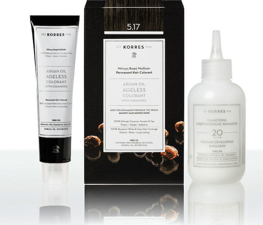 Korres Argan Oil Ageless Colorant with Ceramides Βαφή Μαλλιών Χωρίς Αμμωνία 5.17 Καστανό Ανοιχτό Μπεζ 50ml