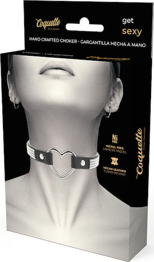 Coquette Hand Crafted Choker Κολάρο Vegan Leather Heart Black