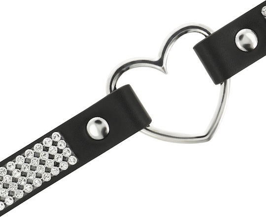 Coquette Hand Crafted Choker Κολάρο Vegan Leather Heart Black