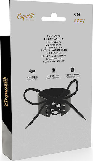 Coquette Hand Crafted Wide Choker Halsband Veganes Leder Black