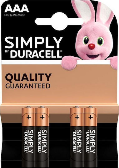 Duracell 4 Pack Alkaline Batteries AAA Simply 1.5V