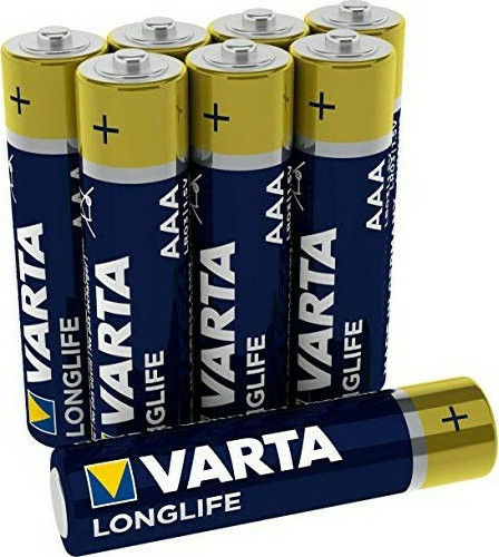 Varta 8 Pack Alkaline Batteries AAA LongLife 1.5V 04103101328