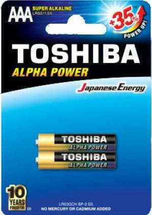 Toshiba 2 Pack Alkaline Batteries AAA Alpha Power 1.5V LR03GCH-BP-2\n