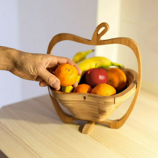 Relaxdays Fruit Bowl Wooden Brown 27x22.5x30cm