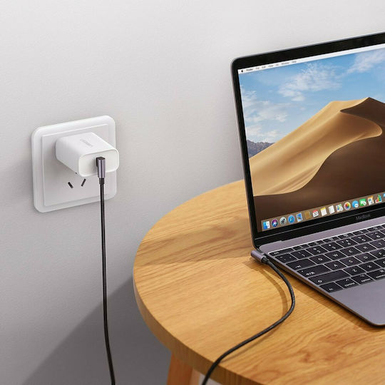 Ugreen Elbow US323 Angle (90°) / Braided USB 2.0 Cable USB-C male - USB-C 60W Γκρι 1m 70529