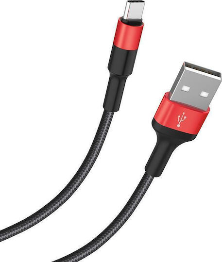 Hoco X26 Xpress Braided USB 2.0 Cablu USB-C bărbătesc - USB-A Roșu 1m (HOC-X26c-BR)