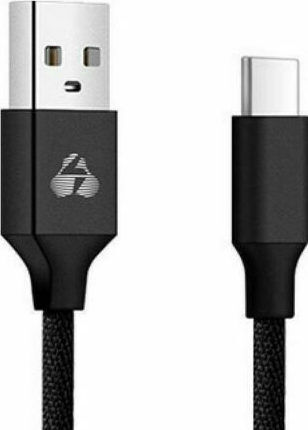 Powertech Braided USB 2.0 Cable USB-C Male to USB-A Black 1m