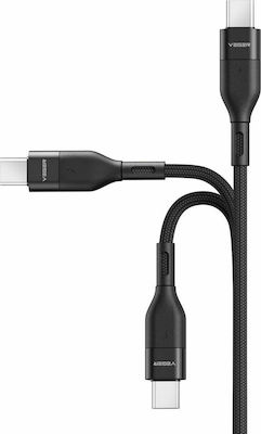 Veger CC01 Braided USB 2.0 Cable USB-C male - USB-C male Μαύρο 1.2m