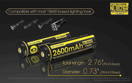 NiteCore NL1826R Baterie Reîncărcabilă 18650 Li-ion 2600mAh 3.6V 1buc