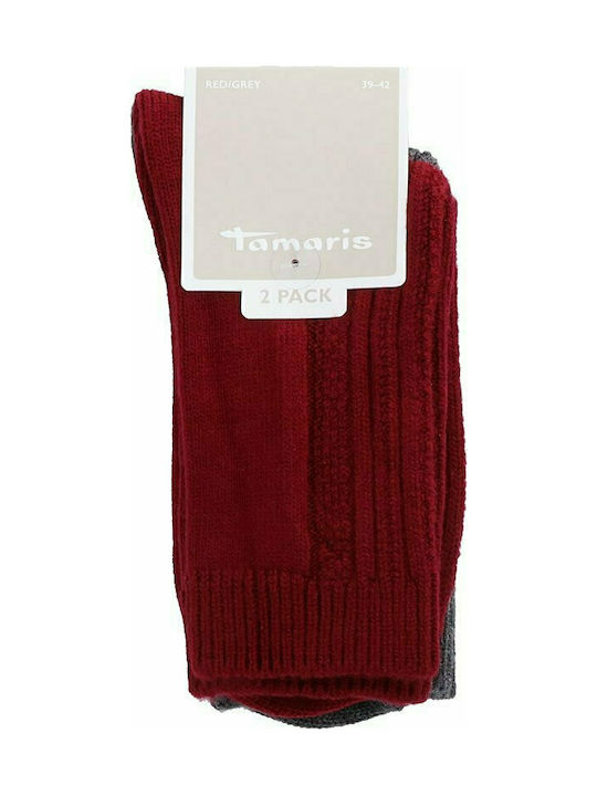 Tamaris 99616 Damen Einfarbige Socken Red / Grey 2Pack 99616-56