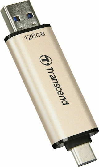 Transcend JetFlash 930C 128GB USB 3.2 Стик с връзка USB-A & USB-C Златист