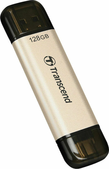 Transcend JetFlash 930C 128GB USB 3.2 Стик с връзка USB-A & USB-C Златист