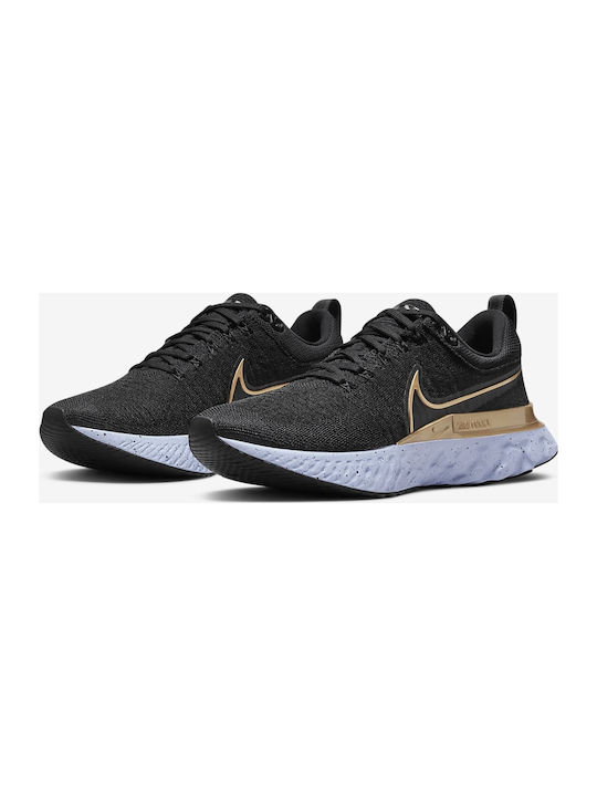Nike React Infinity Run Flyknit 2 Γυναικεία Running Black / Metallic Gold / Ghost / Dark Smoke Grey
