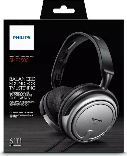 Philips SHP2500 Ενσύρματα Over Ear Ακουστικά Μαύρα / Ασημί