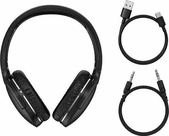Baseus Encok D02 Pro Ασύρματα / Ενσύρματα Over Ear Ακουστικά με 40 ώρες Λειτουργίας και Quick Charge Μαύρα