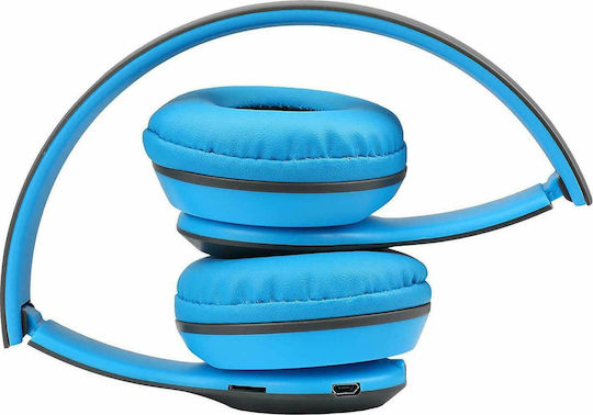 P47 Wireless BT On Ear Headphones with Radio with 6 hours of Operation Blue