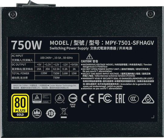 CoolerMaster V750 SFX Gold 750W Μαύρο Τροφοδοτικό Υπολογιστή Full Modular 80 Plus Gold