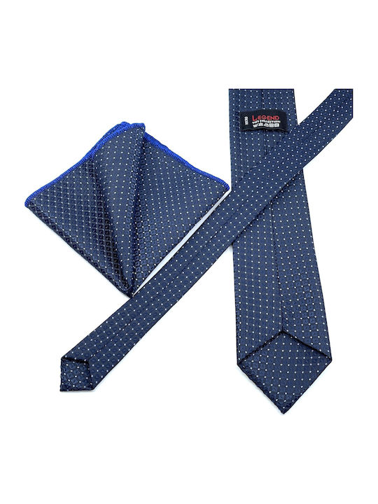 Legend Accessories Σετ Ανδρικής Γραβάτας Συνθετική με Σχέδια σε Navy Μπλε Χρώμα
