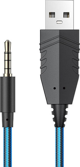Hoco W102 Cool Tour Over Ear Gaming Headset with Connection 3.5mm / USB Blue