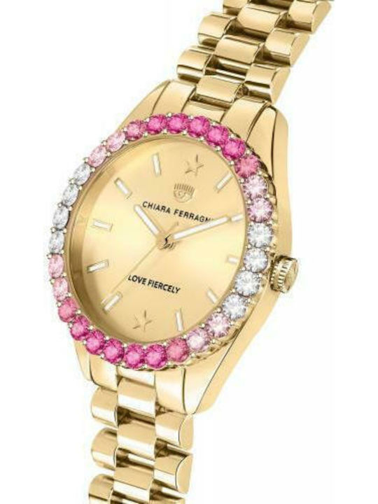 Chiara Ferragni Γυναικείο Ρολόι 34mm Μπαταρίας με Χρυσό Μεταλλικό Μπρασελέ