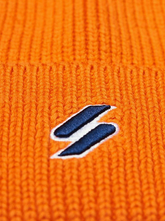 Superdry Beanie Männer Beanie mit Rippstrick in Orange Farbe