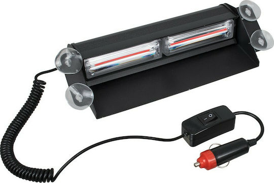 GloboStar Waterproof Car Lightbar Μπάρα Σήμανσης με Βεντούζες Στήριξης για Παρμπρίζ Οχήματος Πυροσβεστικής για Αυτοκίνητα & Φορτηγά 13 Προγραμμάτων Φωτισμού 18W LED 10-30V - Red