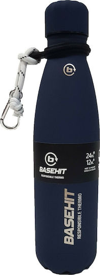 Basehit Recyclable Bottle Thermos Stainless Steel BPA Free 500ml Blue with Straw