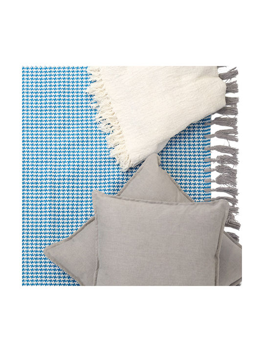 Royal Carpet Houndstooth Килим Правоъгълена Лятно време Памук с крошки Карибско море