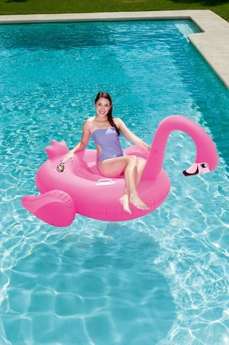 Bestway Saltea Gonflabilă Ride On Flamingo Pentru Plajă Cu Mânere Roz 175x173cm