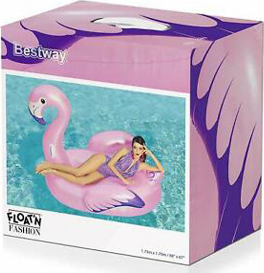 Bestway Φουσκωτό Ride On Θαλάσσης Flamingo με Χειρολαβές Ροζ 173x170cm
