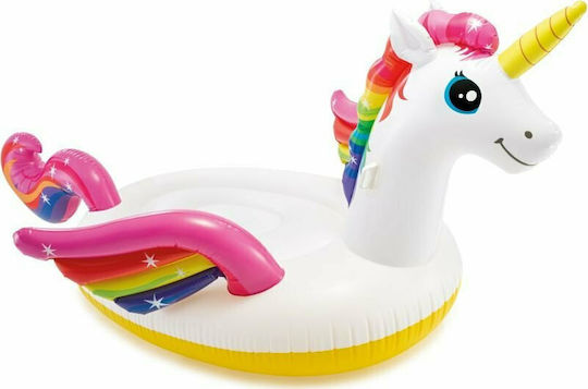 Intex Mega Island Kid's Inflatable Ride On Pool Raft Unicorn with Handles White 287x193cm