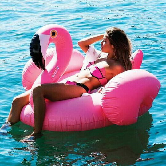 Φουσκωτό Ride On Θαλάσσης Flamingo με Χειρολαβές Ροζ 140x132cm