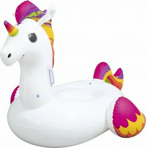 Bestway Φουσκωτό Ride On Θαλάσσης Unicorn με Χειρολαβές Λευκό 224x164cm