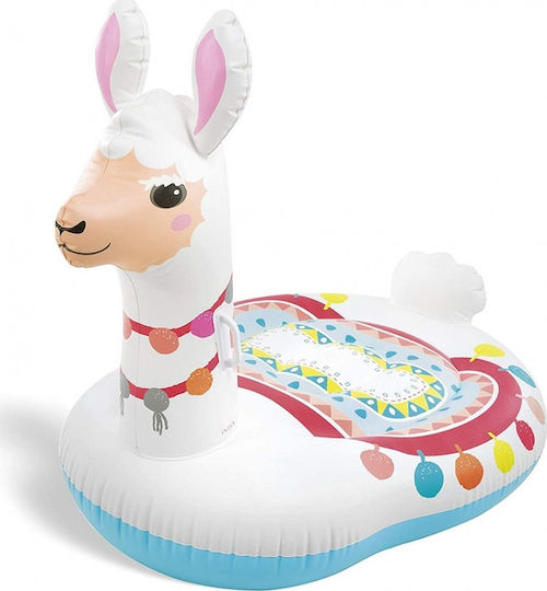 Intex Cute Llama Παιδικό Φουσκωτό Ride On Θαλάσσης με Χειρολαβές Λευκό 135x112cm