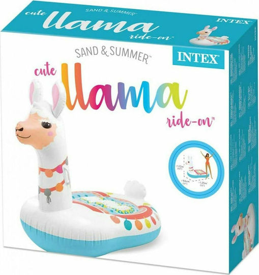 Intex Cute Llama Παιδικό Φουσκωτό Ride On Θαλάσσης με Χειρολαβές Λευκό 135x112cm