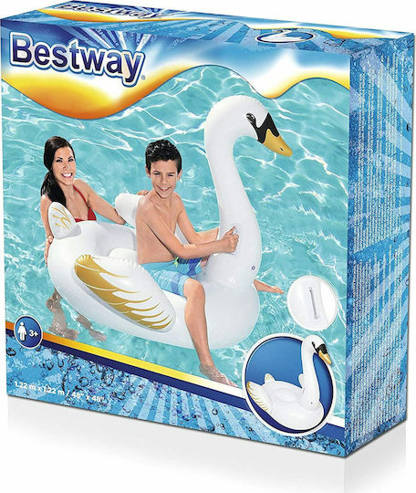 Bestway Παιδικό Φουσκωτό Ride On Θαλάσσης Κύκνος με Χειρολαβές Λευκό 122x122cm