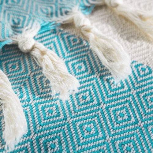 Viopros Summer Beach Towel Pareo Turquoise With Fringes 180x100cm