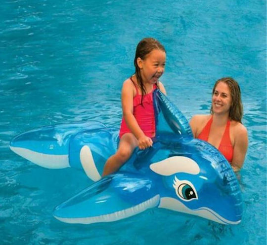 Intex Kinder-Equipment Ride On Wal Kinder-Equipment aufblasbares Tier mit Griffen Hellblau 152x114cm