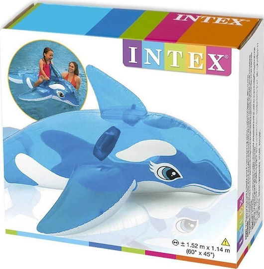 Intex Kinder-Equipment Ride On Wal Kinder-Equipment aufblasbares Tier mit Griffen Hellblau 152x114cm