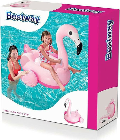Bestway Saltea Gonflabilă Pentru Copii Ride On Flamingo Cu Mânere Roz 145x121cm