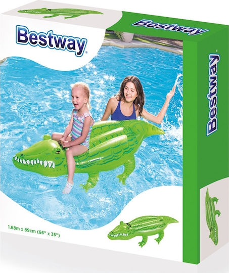 Bestway Παιδικό Φουσκωτό Ride On Θαλάσσης Κροκόδειλος με Χειρολαβές Πράσινο 168cm
