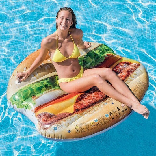 Intex Hamburger Island Inflatable Sea Mattress with Handles 145x142cm