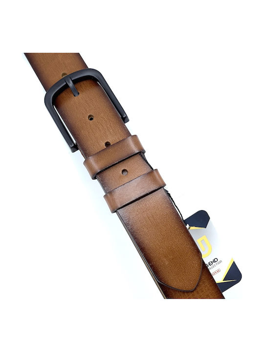 -A Wide Men's Belt Leather Dark Cognac