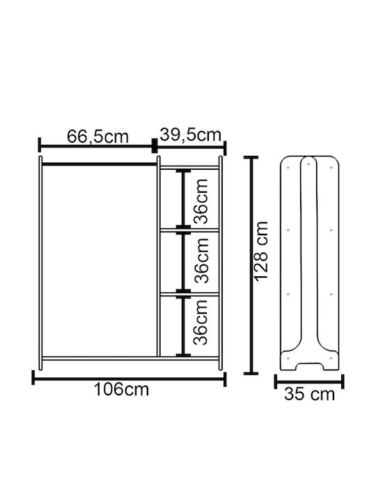 Pakketo Renesme Floor Garment Rack made of Wood White 106x35x128cm